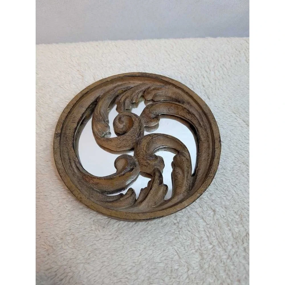 Ornate Decorative Round Mirrors Set of 3 Brown Rustic Vintage Accent